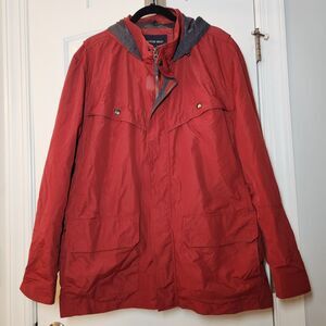 LANDS END Men’s XXL (50-52) Red Hooded Jacket – Mesh Lined